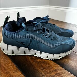 Reebok Blue and White Sneakers with Breathable Mesh Upper